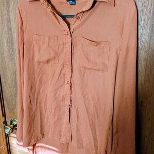 Rust Button-Up Blouse